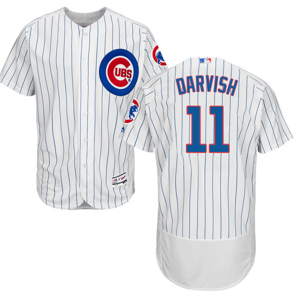 Cubs #11 Yu Darvish White Flexbase Authentic Collection Stitched MLB Jersey